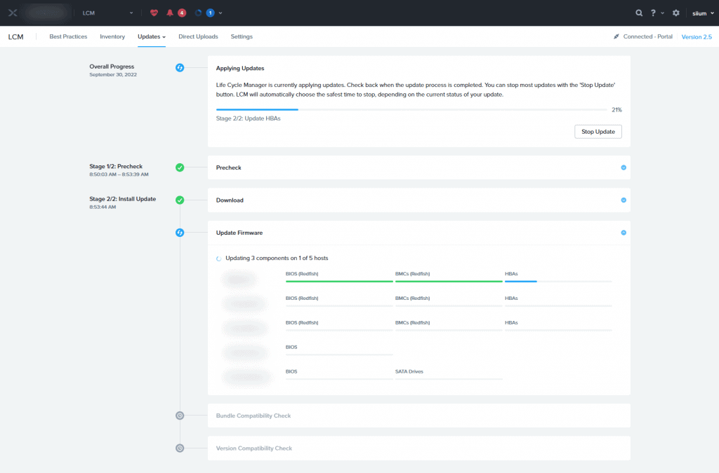 Mises à jour Nutanix 1-clic, BIOS, BMC, HBA, SATA-drive