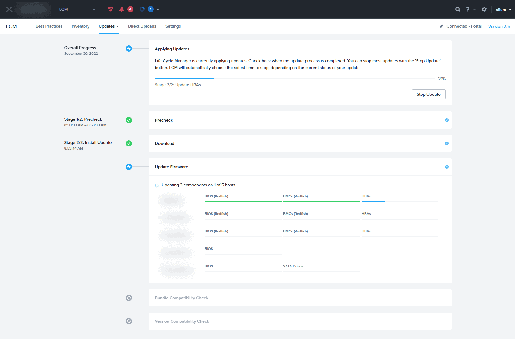 Mises à jour Nutanix 1-clic, BIOS, BMC, HBA, SATA-drive