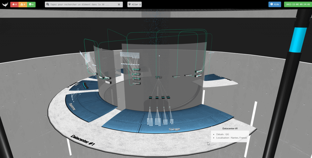 Vue 3D de l'infrastructure informatique